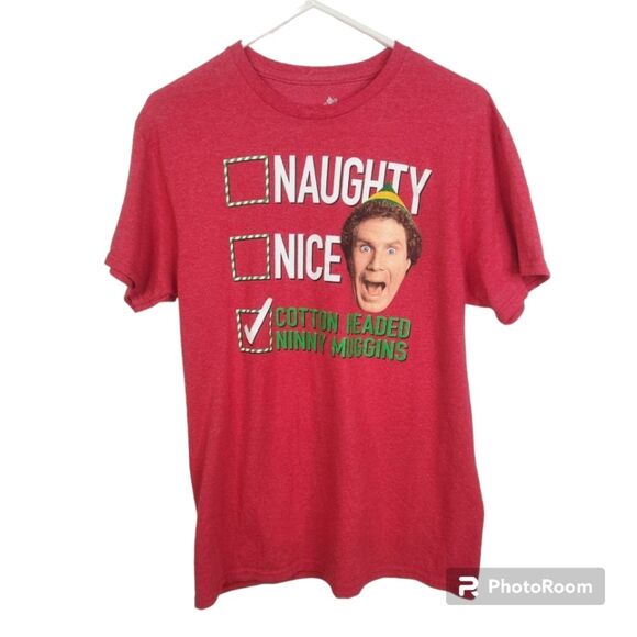 Elf Mens Cotton Headed Ninny Muggins Short Sleeve Tee Size Medium - Picture 1 of 5